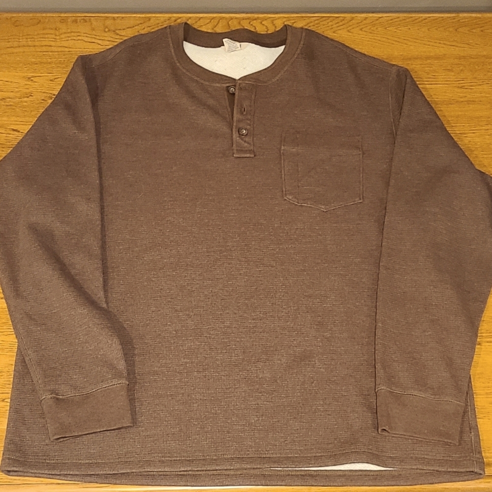 Chocolate Brown Henley Duluth Trading Co. XXL